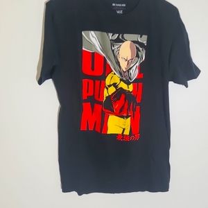 One Punch Man Saitama Black Short Sleeve Graphic T-Shirt Adult Large